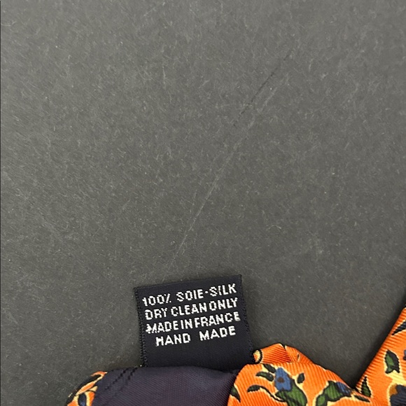 Faconnable Vibrant Orange Floral Tie, 100% Silk, Handmade in France - Picture 11 of 12